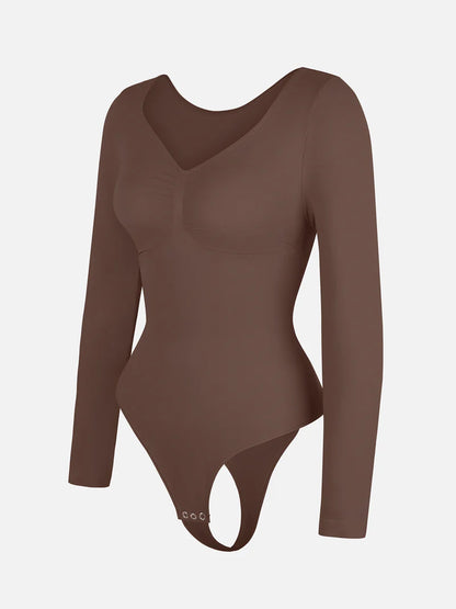 Dikişsiz Destekleyici Uzun Kollu Karın Kontrollü Bodysuit