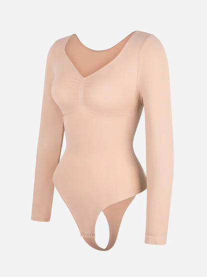 Dikişsiz Destekleyici Uzun Kollu Karın Kontrollü Bodysuit