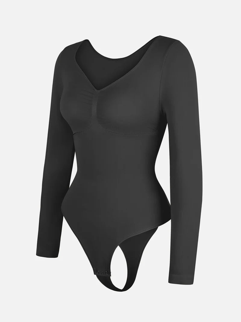 Dikişsiz Destekleyici Uzun Kollu Karın Kontrollü Bodysuit