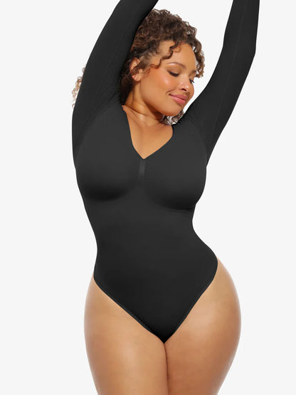 Dikişsiz Destekleyici Uzun Kollu Karın Kontrollü Bodysuit