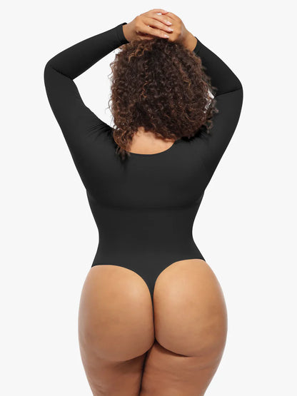 Dikişsiz Destekleyici Uzun Kollu Karın Kontrollü Bodysuit