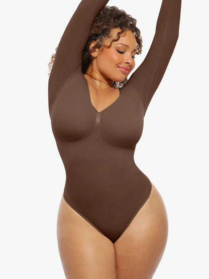 Dikişsiz Destekleyici Uzun Kollu Karın Kontrollü Bodysuit